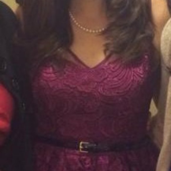 Lace Cocktail Fit and Flare- Illusion Neckline - Picture 3 of 7